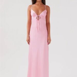 Peppermayo Pink Tie Front Maxi Dress